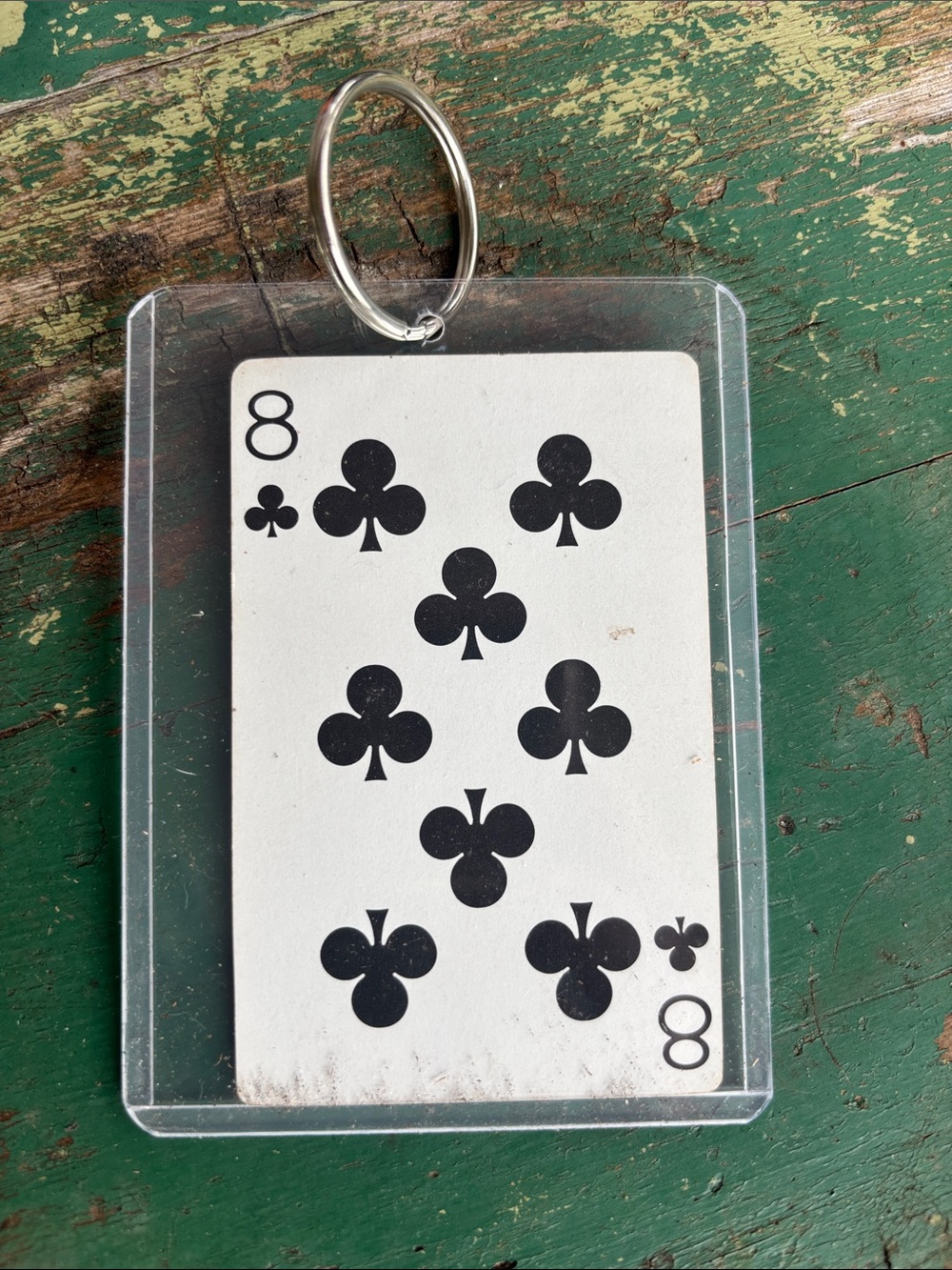 VINTAGE BROOKLYN BRIDGE TIFFANY & CO PLAYING CARD KEYCHAIN MINT CONDITION 8 of♣️ - Picture 4 of 5